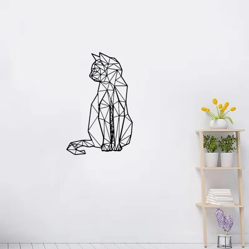 Collana Gatto In Acciaio Inox | Ciondolo Geometrico Sagomato | Gioielli Per Amanti Dei Gatti | Regalo Originale Per Donne