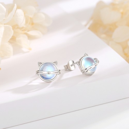 Silvego, orecchini da donna in argento Sterling 925 a forma di fiore con zirconi blu Swarovski