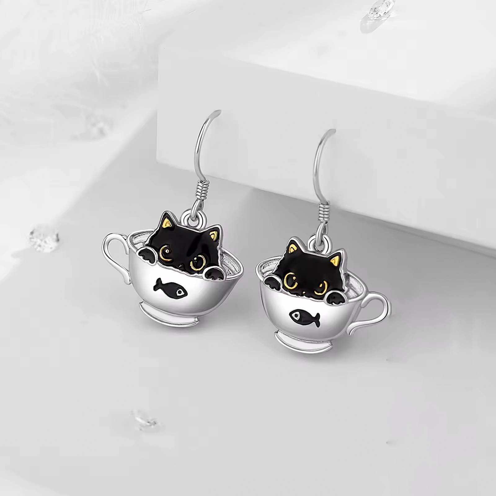 Orecchini Animali Argento Sterling 925 - Stud Panda, Gatto, Cane Per