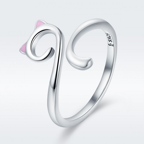 Orecchini Les Poulettes In Argento 925 – Anello E Sagoma Gatto – Gioiello Originale In Cofanetto