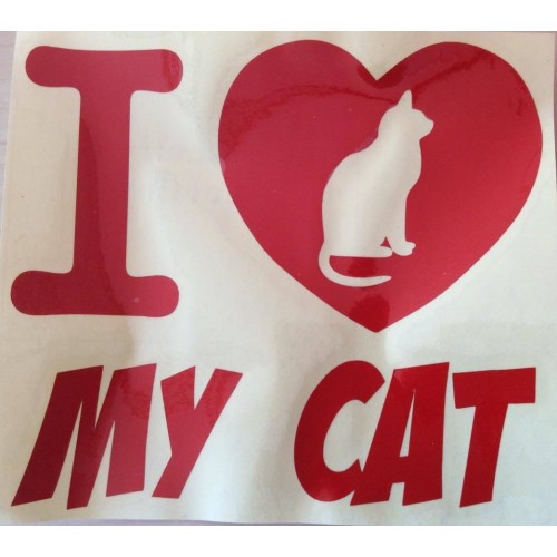 Adesivo per auto "I love my cat"