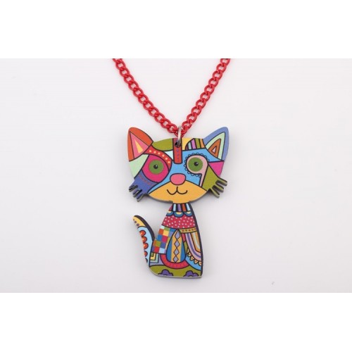 Collane con gatto pendente multicolor (colori assortiti)