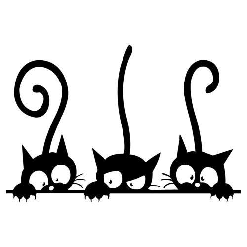 Adesivo da parete 3 gatti neri curiosoni