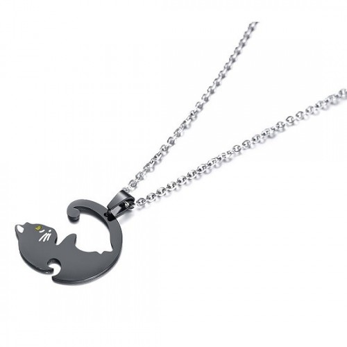 Collana Di Coppia Con Ciondolo Gatto Puzzle - In Acciaio Inox, Per Uomo E Donna - Foto 3